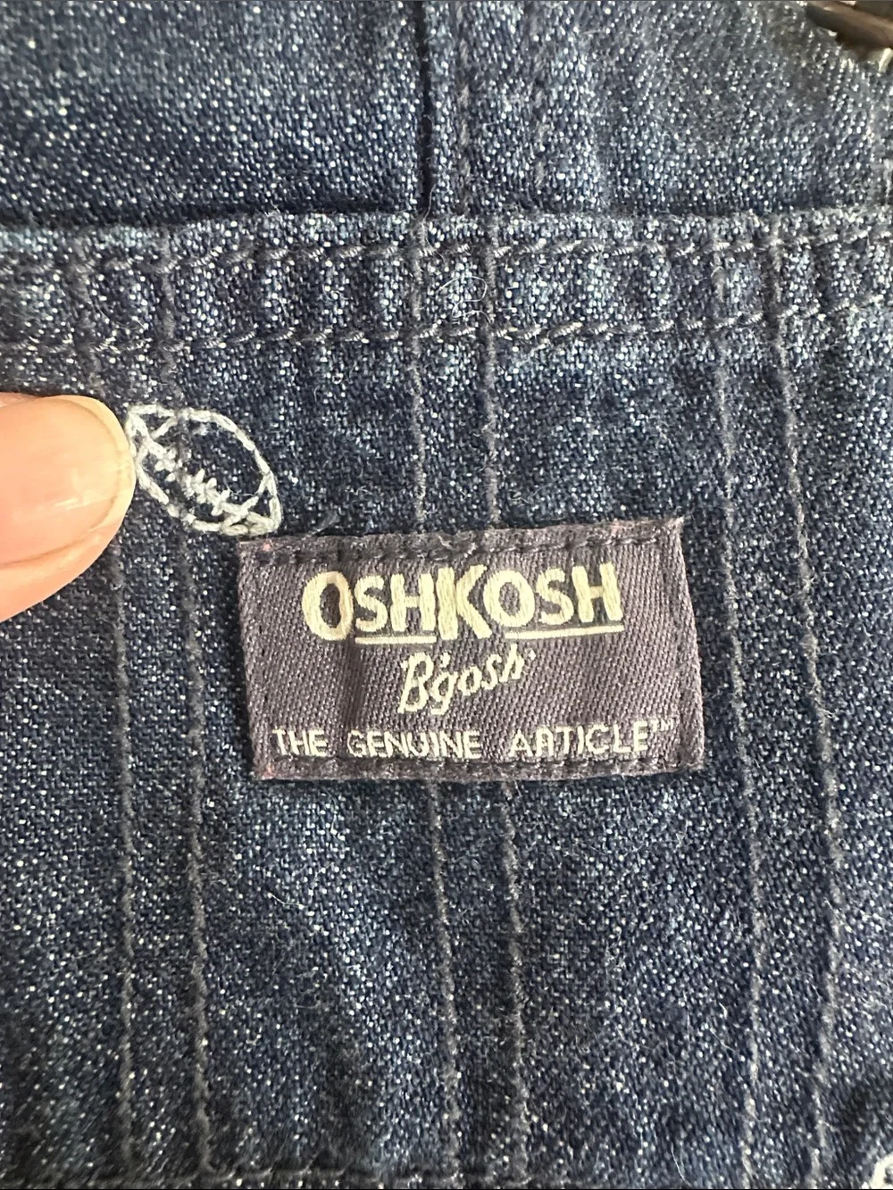 OshKosh B'gosh Dark Blue Denim Overalls with White Embroidery